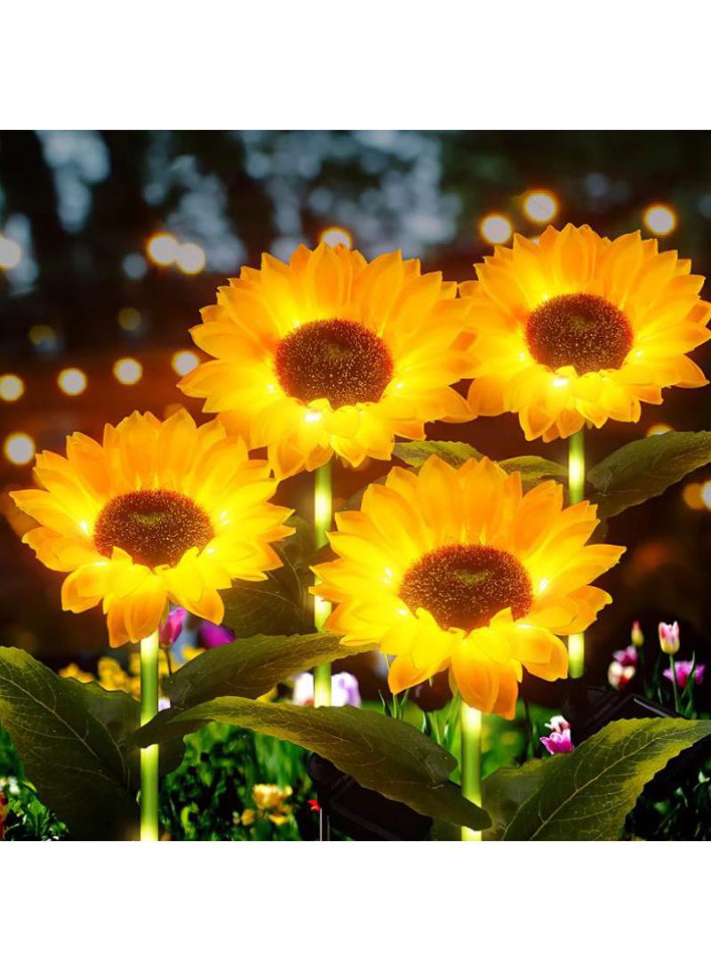 2 Pcs Outdoor Solar Powered Single Head Sunflower Flower Lamp Courtyard Garden Lawn Decoration Ground Insertion Lamp Simulation Landscape Plant Atmosphere Lamp