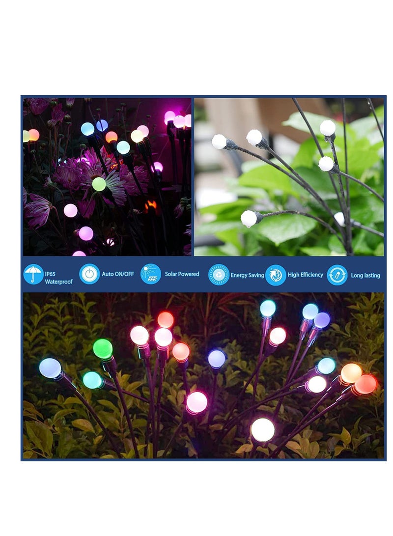 2 Pack Total 16 Led Gradient Colored Light Square Base Solar Firefly Lights Solar Lights Outdoor Waterproof Ip65 Starburst Swaying Solar Firefly Lights Solar Pathway Lights For Path Landscape Garden