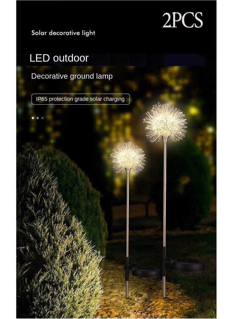 2 Pcs Outdoor Waterproof Dandelion Lawn Lamp Solar Energy Garden Garden Festival Decoration Simulation Lantern