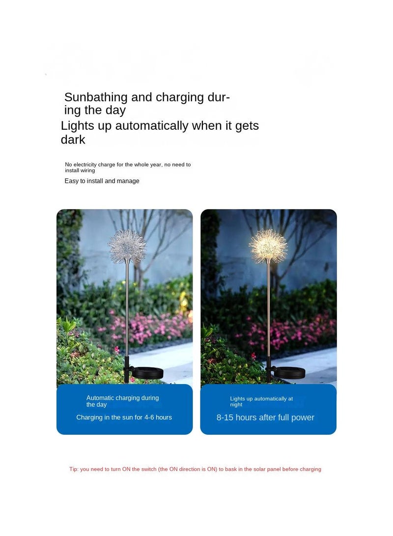 2 Pcs Outdoor Waterproof Dandelion Lawn Lamp Solar Energy Garden Garden Festival Decoration Simulation Lantern