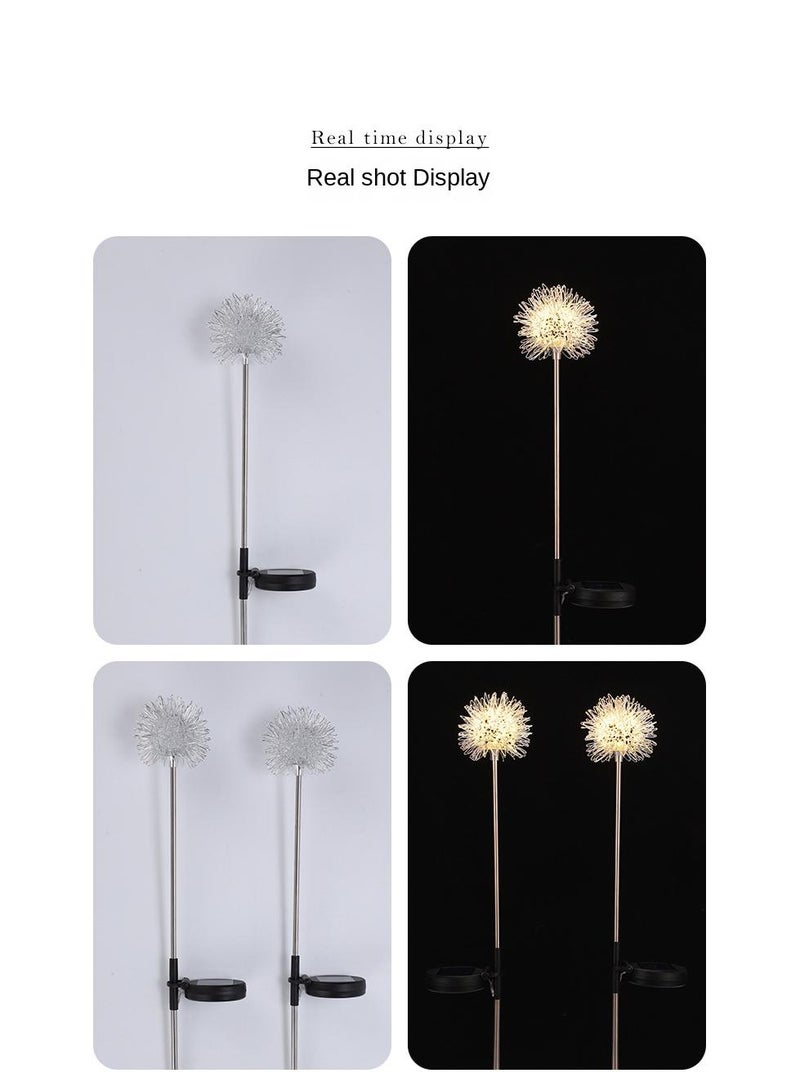 2 Pcs Outdoor Waterproof Dandelion Lawn Lamp Solar Energy Garden Garden Festival Decoration Simulation Lantern