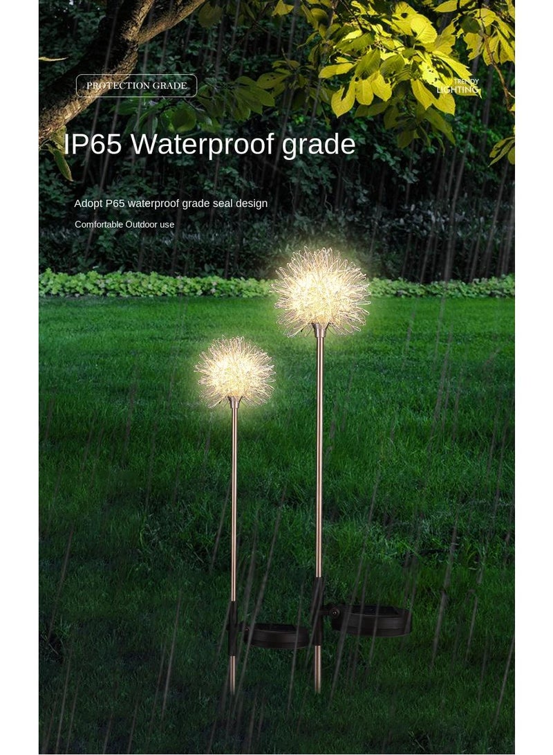 2 Pcs Outdoor Waterproof Dandelion Lawn Lamp Solar Energy Garden Garden Festival Decoration Simulation Lantern