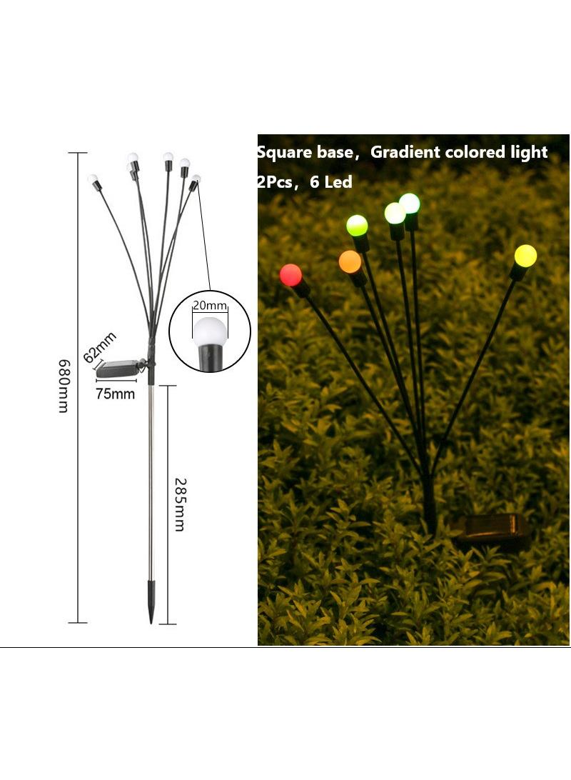 2 Pack Total 12 Led Gradient Colored Light Square Base Solar Firefly Lights Solar Lights Outdoor Waterproof Ip65 Starburst Swaying Solar Firefly Lights Solar Pathway Lights For Path Landscape Garden