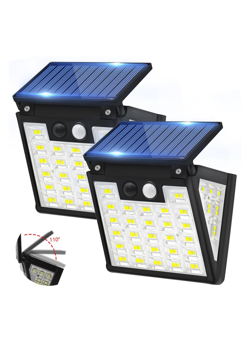 Solar Lights Outdoor, 2 Pack Solar Security Lights Motion Sensor, LED Solar Security Light, 270° Wide Angle IP65, Outdoor Motion Sensor with 3 Modes, Waterproof Solar Powered Light for Door Yard