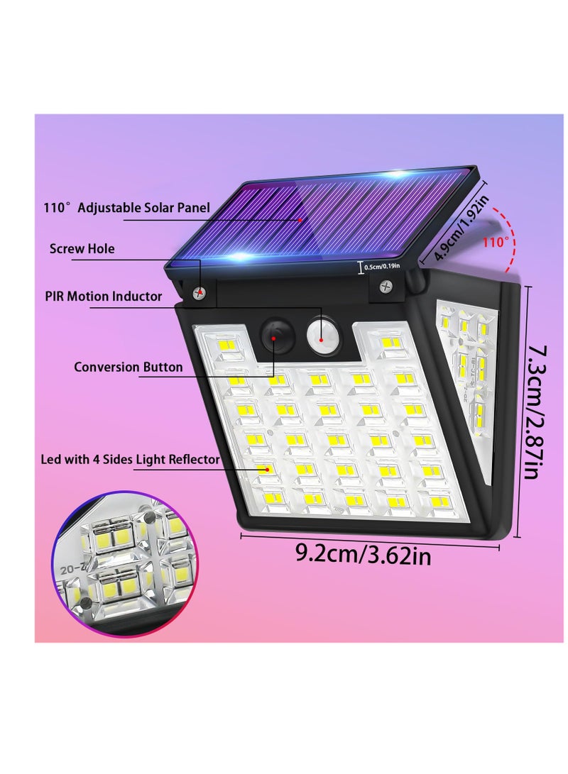 Solar Lights Outdoor, 2 Pack Solar Security Lights Motion Sensor, LED Solar Security Light, 270° Wide Angle IP65, Outdoor Motion Sensor with 3 Modes, Waterproof Solar Powered Light for Door Yard