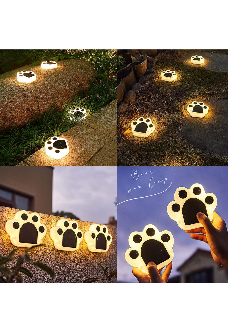 Solar Paw Print Lights, 2pack LED Paw Print Solar Lights Warm White Solar Pathway Lights, Dog Paw Solar Ground Lights Landscape Path Lights Solar Step Lights for Garden, Yard
