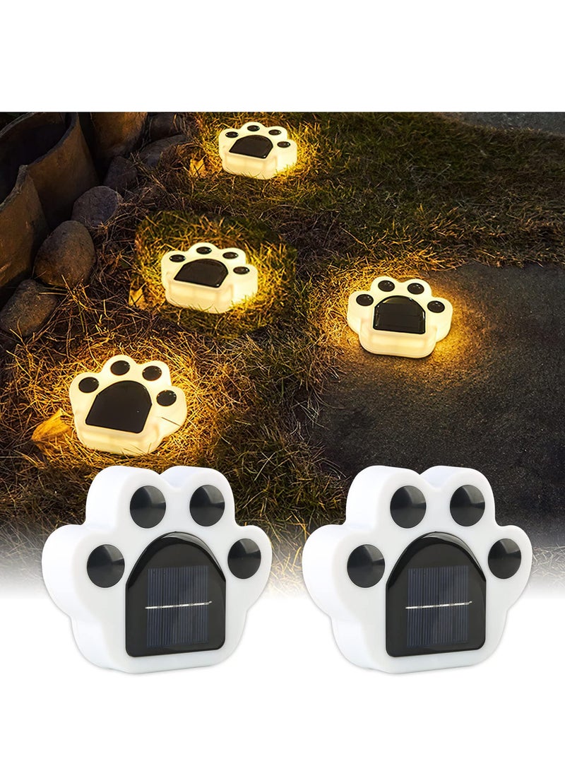 Solar Paw Print Lights, 2pack LED Paw Print Solar Lights Warm White Solar Pathway Lights, Dog Paw Solar Ground Lights Landscape Path Lights Solar Step Lights for Garden, Yard