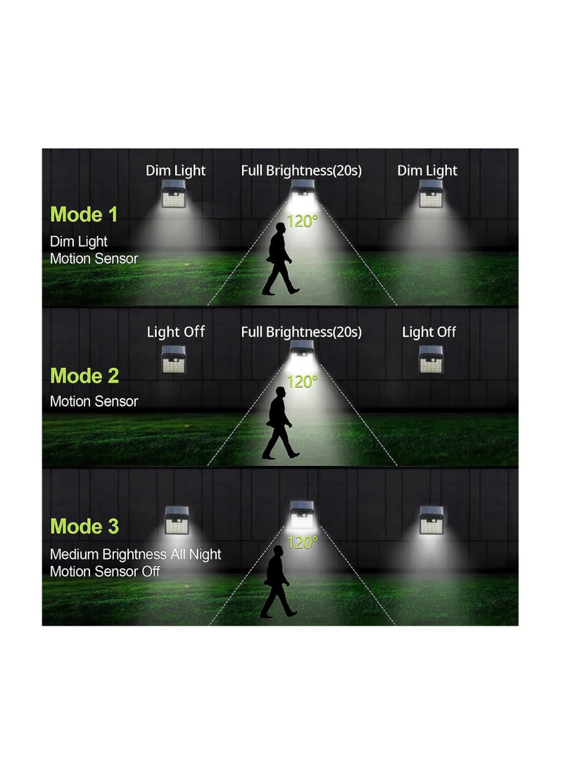 Solar Lights Outdoor, 2 Pack Solar Security Lights Motion Sensor, LED Solar Security Light, 270° Wide Angle IP65, Outdoor Motion Sensor with 3 Modes, Waterproof Solar Powered Light for Door Yard