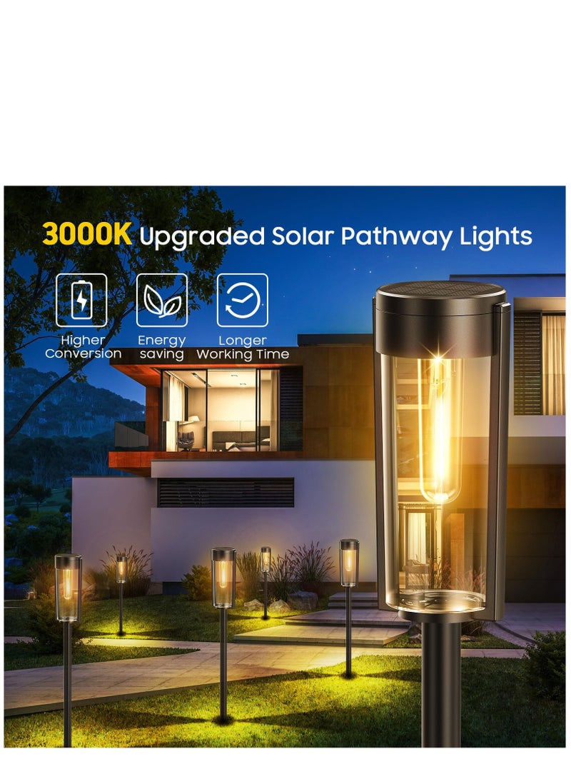 Solar Pathway Lights Outdoor 6 Pack, Upgraded Super Bright Up to 12 Hrs Long Lasting Solar Outdoor Lights, IP65 Waterproof Auto ON/Off Landscape Path Lights for Walkway Driveway Patio Yard