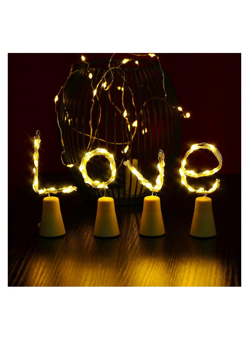 Solar Powered Wine Bottle Lights, 6 Pack Fairy Mini String Lights, 20 Led Waterproof Cork Lights, for Diy Liquor Bottles Garden Patio Pathway Outdoor Wedding Decor Halloween(Warm White)(2 Meters)