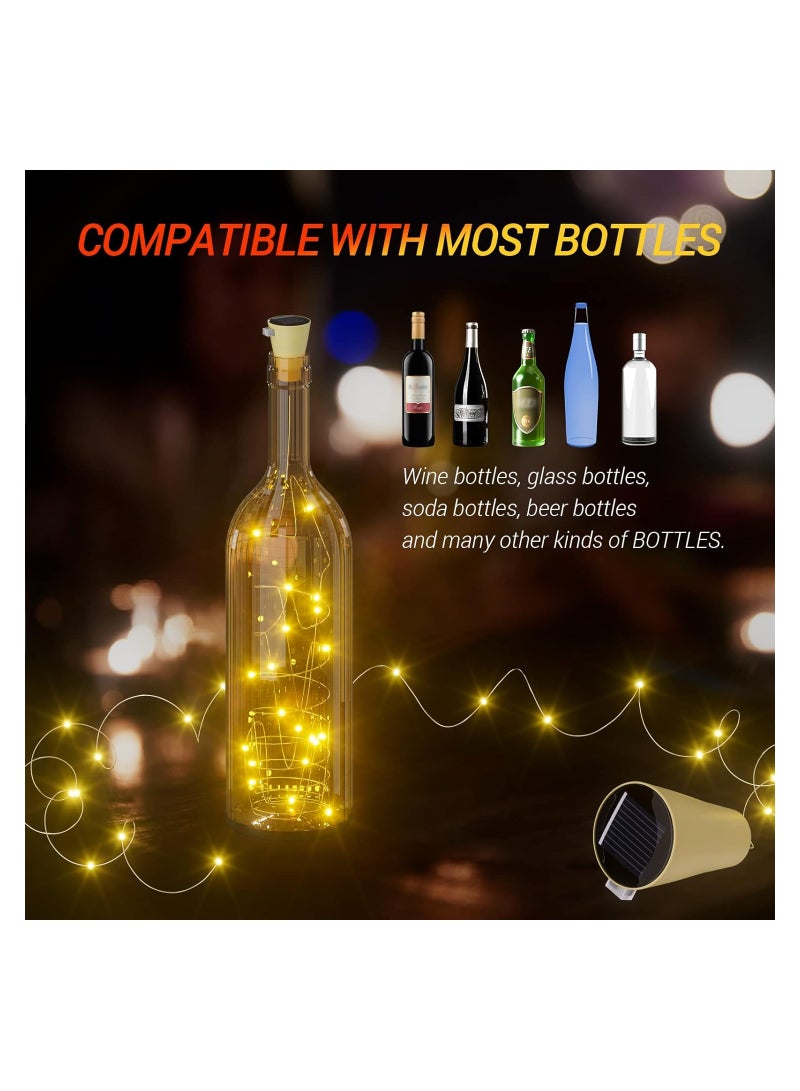 Solar Powered Wine Bottle Lights, 6 Pack Fairy Mini String Lights, 20 Led Waterproof Cork Lights, for Diy Liquor Bottles Garden Patio Pathway Outdoor Wedding Decor Halloween(Warm White)(2 Meters)