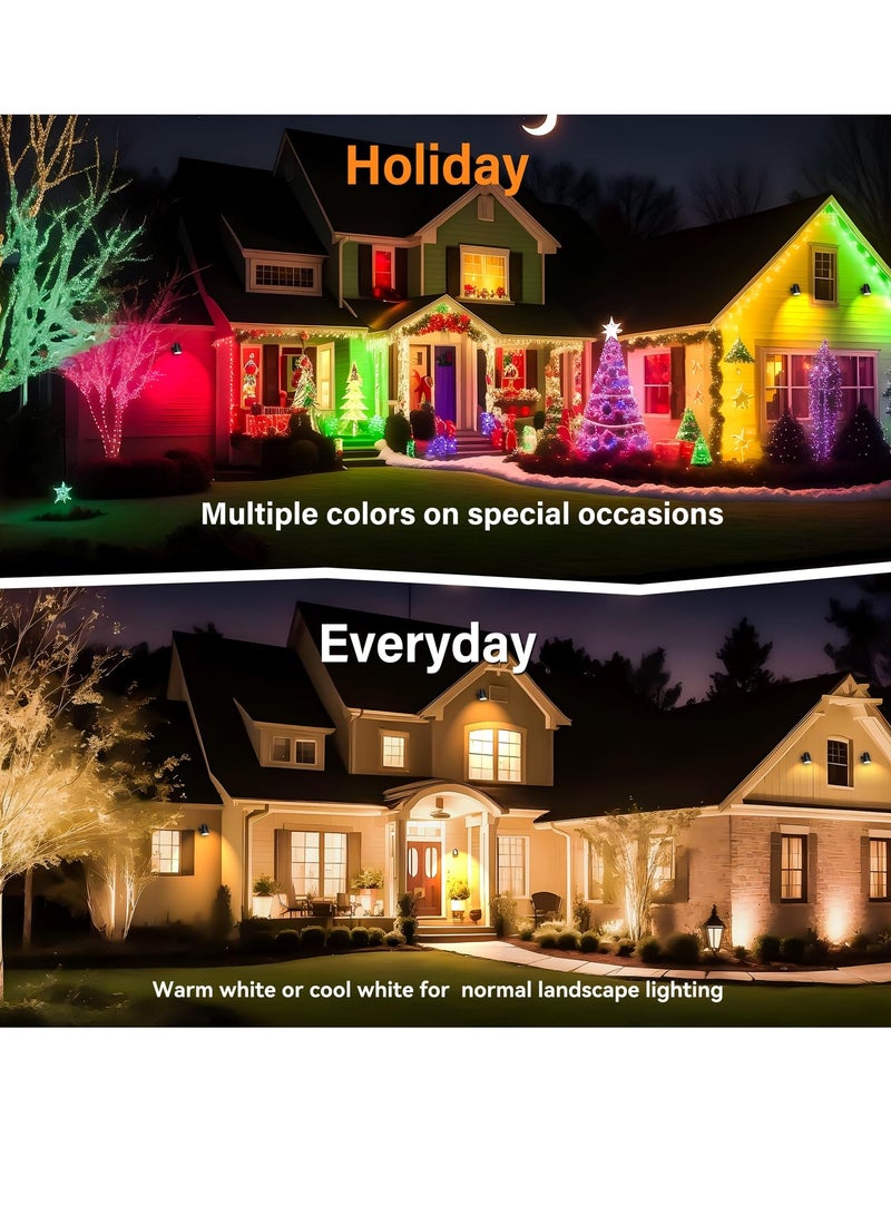 2 Pack 5W RGBW Landscape Lights 16 Color Changing Spotlight Outdoor Landscape Lighting with 2 Remote IP67 Waterproof Adjustable Angle 220V LED Landscape Lights for Yard Garden Pathway Lighting