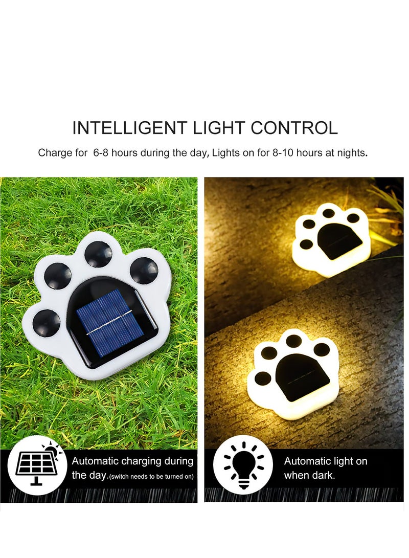 Solar Paw Print Lights, 2pack LED Paw Print Solar Lights Warm White Solar Pathway Lights, Dog Paw Solar Ground Lights Landscape Path Lights Solar Step Lights for Garden, Yard
