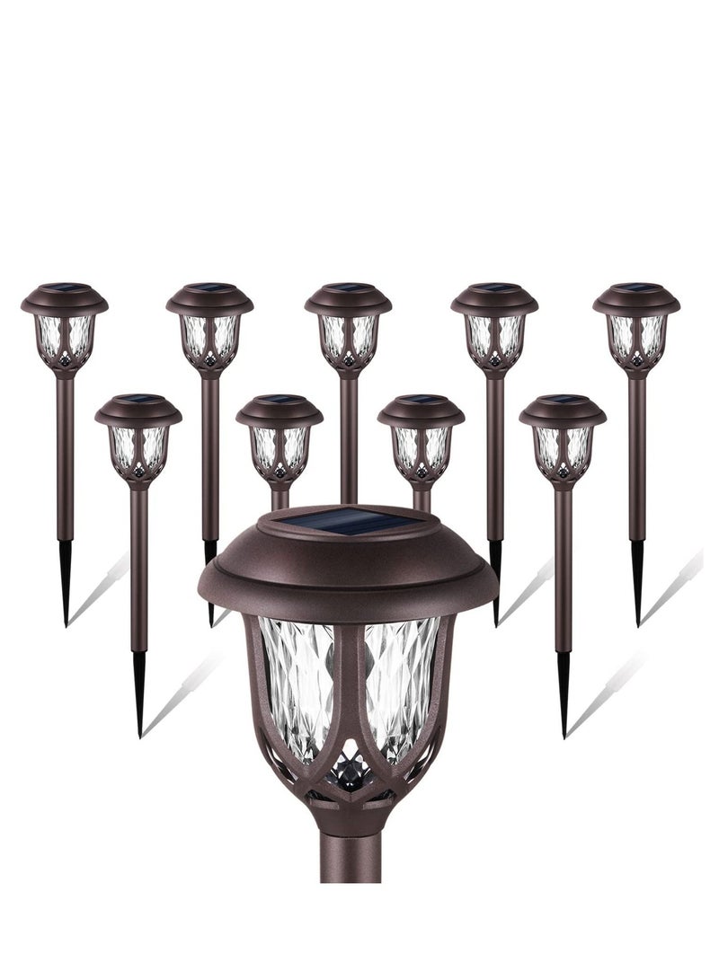10 Pack Solar Lights Outdoor Decorative Solar Pathway Lights Outdoor Solar Powered Garden Yard Lights for Walkway Sidewalk Driveway
