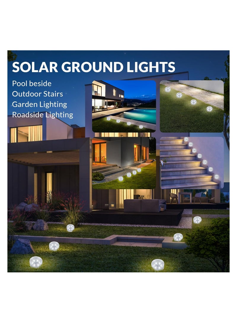 Solar Brick Lights, Solar Outdoor Lights, Outdoor Waterproof Solar Ground Lights, Solar Landscape Light, Recessed Paver for Patio Pathway Lawn Yard Deck Driveway Walkway (4.0 * 4.0, White Light)