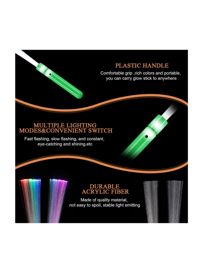 Color Glow Sticks, KASTWAVE Glow in the Dark Party Supplies Includes 4 Fiber Optic Light up Wand and 4 LED Glow Sticks Glow Flashing Wands Multi Color Glow Sticks for Party Included (8 Pieces)