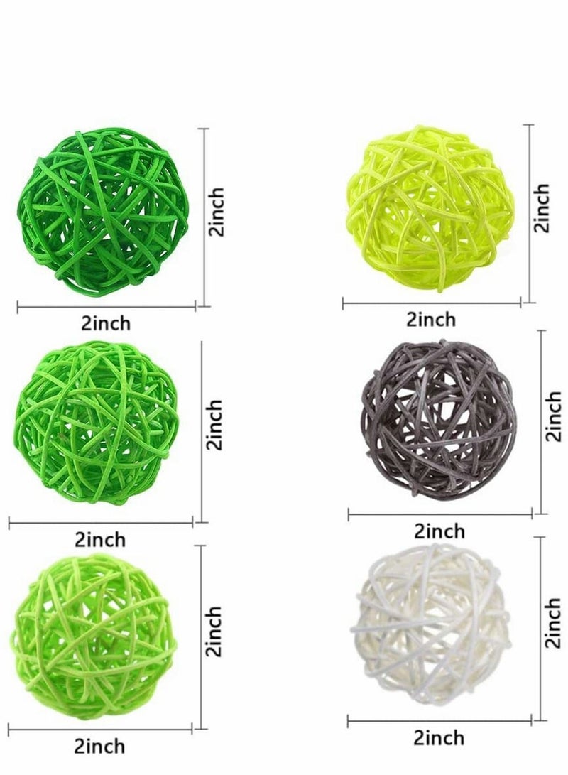 Rattan Balls, Wicker Balls Decorative Spheres Bowl Fillers Home Decor for Garden, Wedding, Party Crafts, Vase Fillers, Rabbits, Parrot, Bird Toys, Multi Colors, 24 Pcs