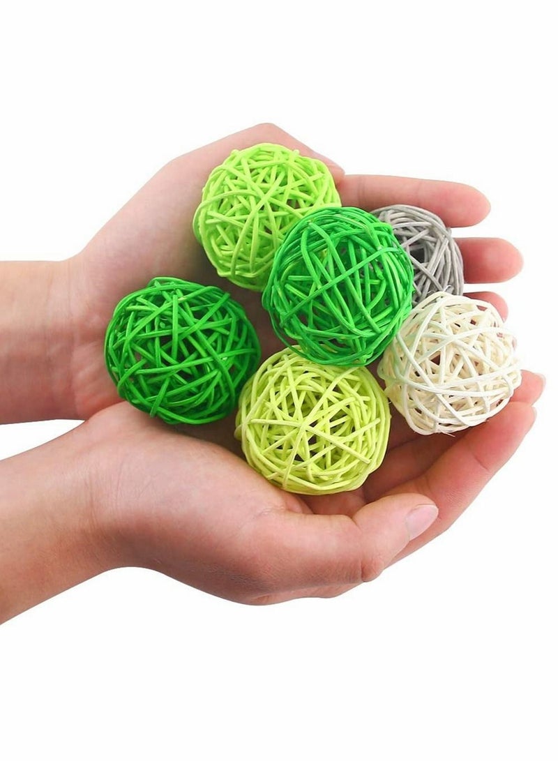 Rattan Balls, Wicker Balls Decorative Spheres Bowl Fillers Home Decor for Garden, Wedding, Party Crafts, Vase Fillers, Rabbits, Parrot, Bird Toys, Multi Colors, 24 Pcs
