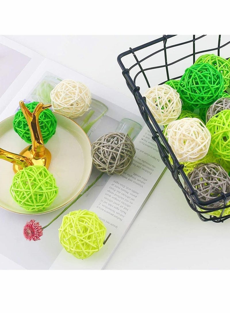 Rattan Balls, Wicker Balls Decorative Spheres Bowl Fillers Home Decor for Garden, Wedding, Party Crafts, Vase Fillers, Rabbits, Parrot, Bird Toys, Multi Colors, 24 Pcs