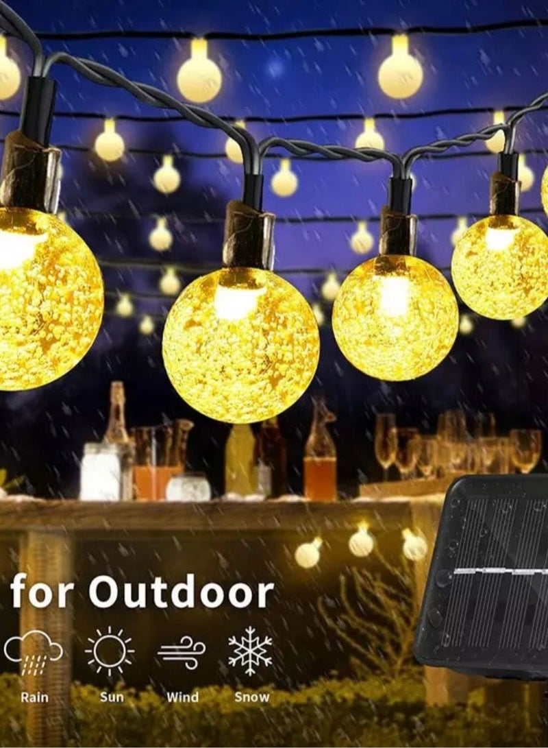 Solar String Lights Crystal Ball 10M String Lamps Waterproof Fairy Lights 50 LED Garland Wedding Decoration Party Outdoor Lighting (Warm)