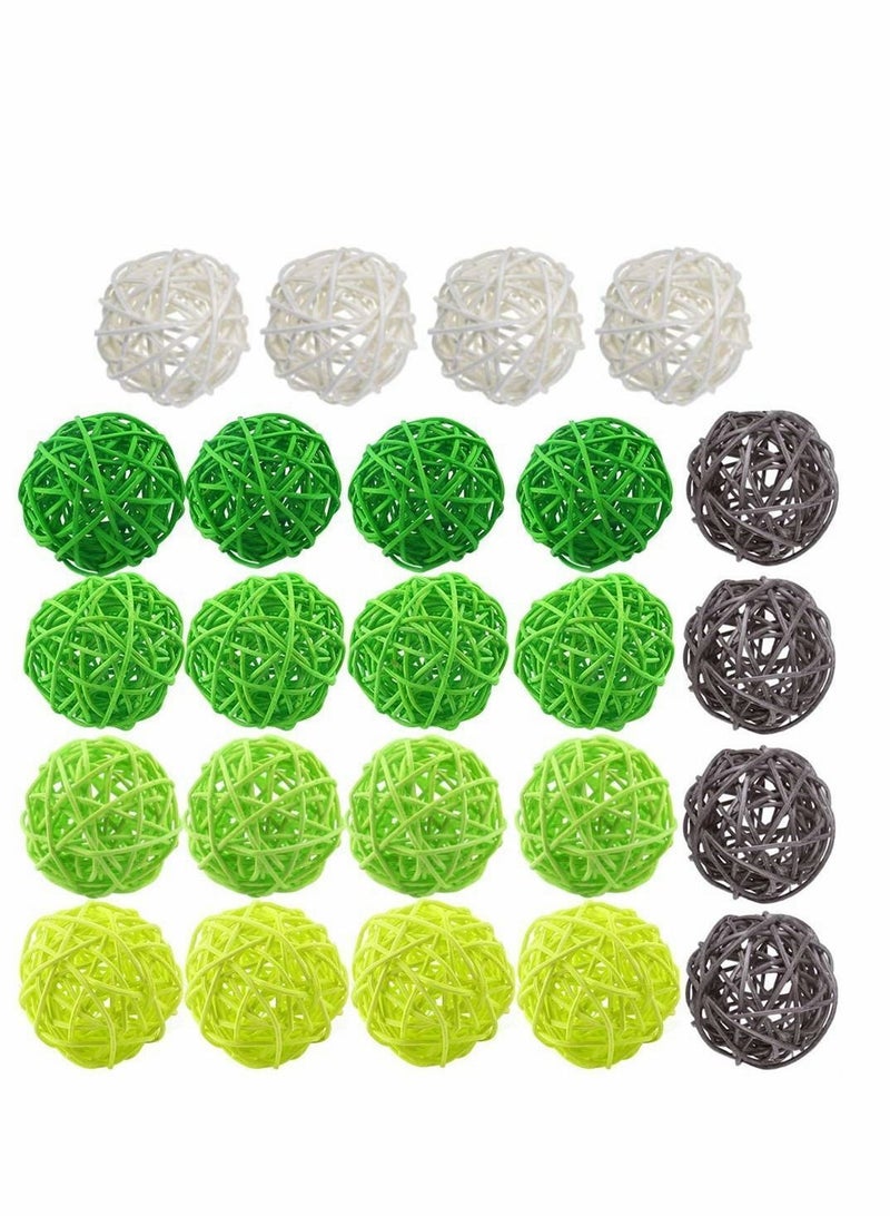 Rattan Balls, Wicker Balls Decorative Spheres Bowl Fillers Home Decor for Garden, Wedding, Party Crafts, Vase Fillers, Rabbits, Parrot, Bird Toys, Multi Colors, 24 Pcs