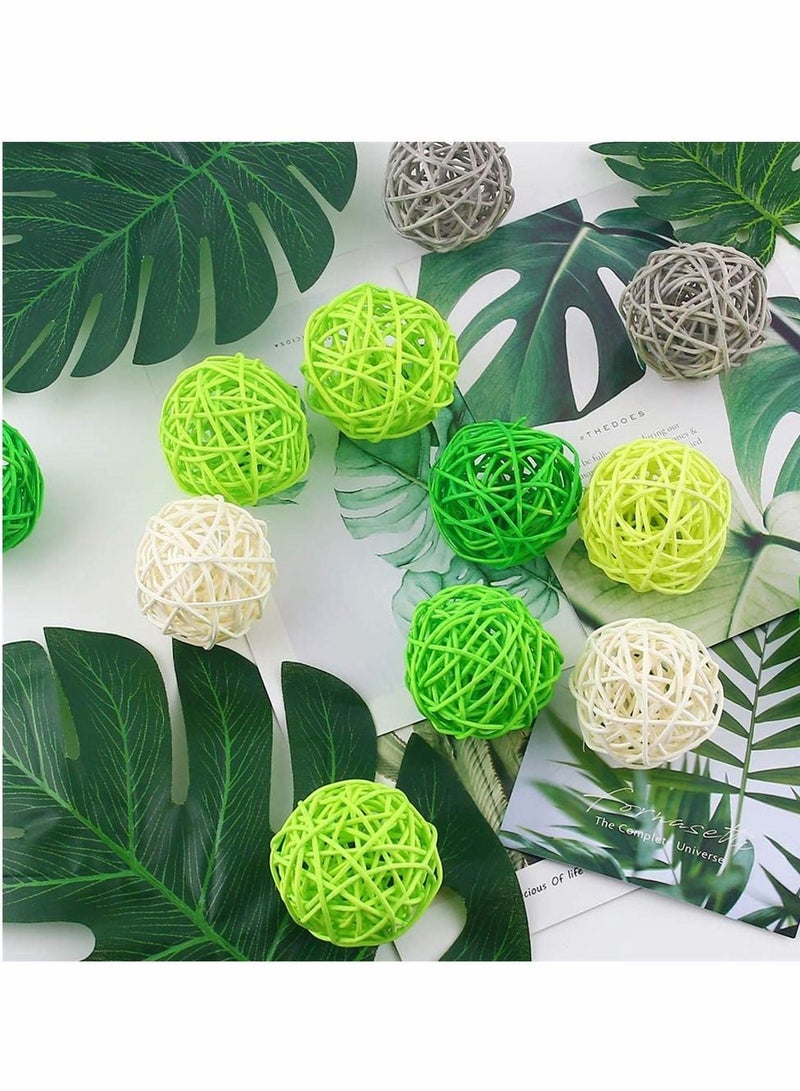 Rattan Balls, Wicker Balls Decorative Spheres Bowl Fillers Home Decor for Garden, Wedding, Party Crafts, Vase Fillers, Rabbits, Parrot, Bird Toys, Multi Colors, 24 Pcs