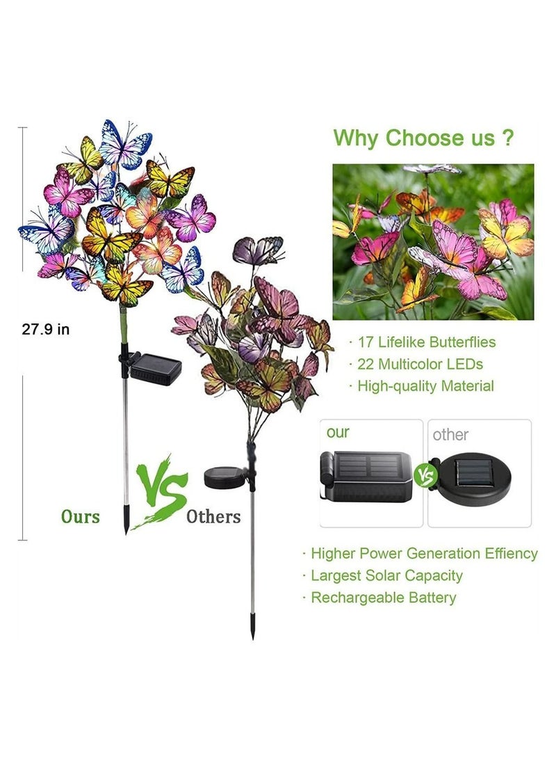 Solar Swaying Light, 6led Butterfly Two Lighting Modes, Garden Lights, Waterproof Outdoor for Yard Patio Pathway, (2 Pack)