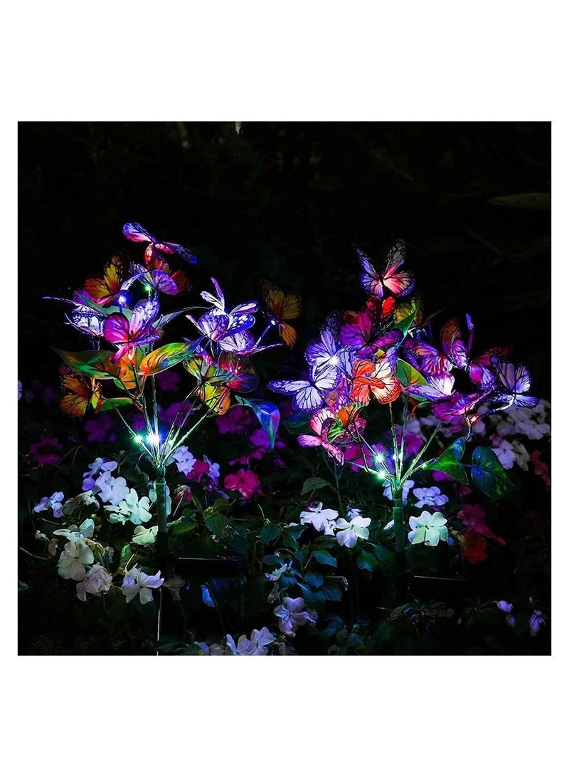 Solar Swaying Light, 6led Butterfly Two Lighting Modes, Garden Lights, Waterproof Outdoor for Yard Patio Pathway, (2 Pack)