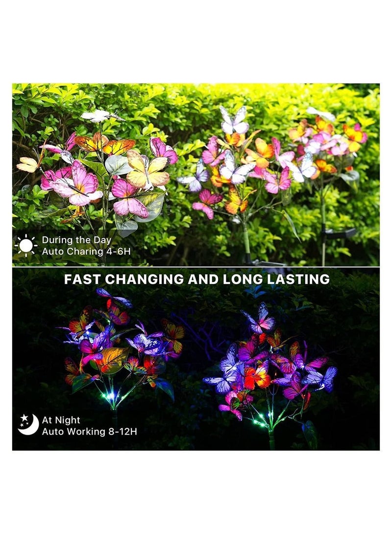 Solar Swaying Light, 6led Butterfly Two Lighting Modes, Garden Lights, Waterproof Outdoor for Yard Patio Pathway, (2 Pack)