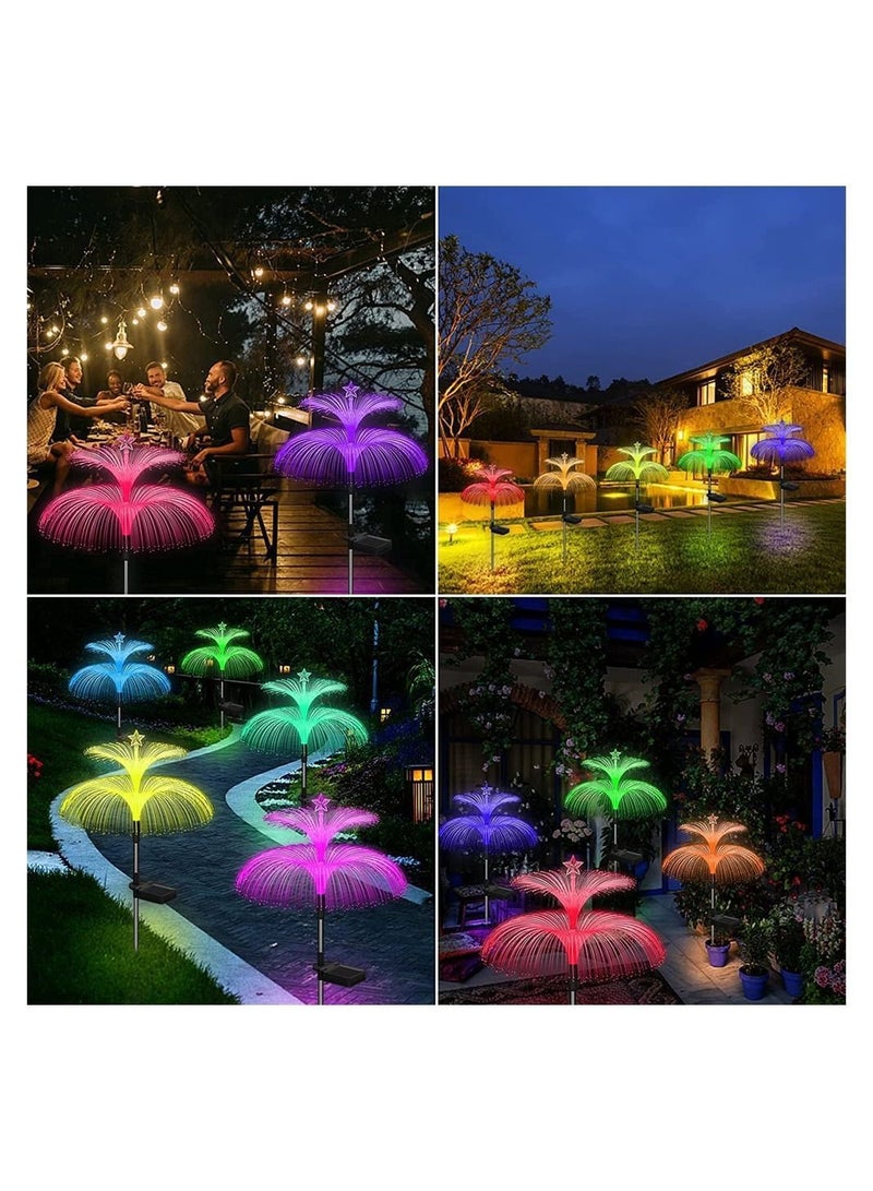 Solar Jellyfish Light, 7 Color Changing Double and Star Flower Lights, Garden Waterproof Outdoor for Yard Patio Pathway, Garden, Decor, 2 PCS