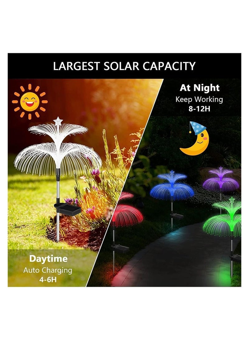 Solar Jellyfish Light, 7 Color Changing Double and Star Flower Lights, Garden Waterproof Outdoor for Yard Patio Pathway, Garden, Decor, 2 PCS