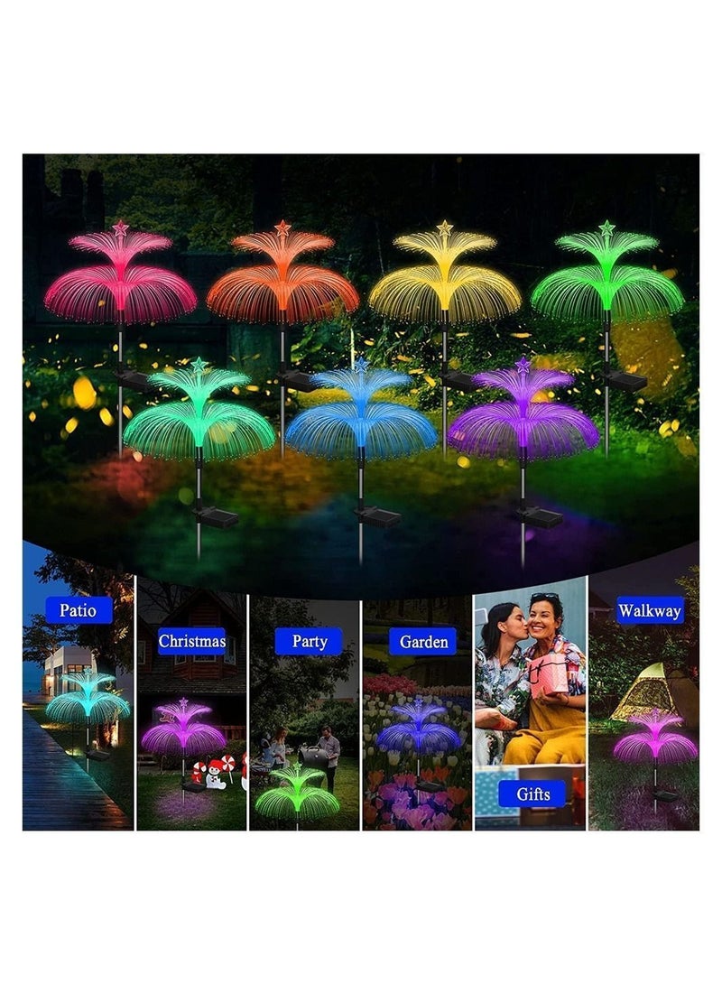 Solar Jellyfish Light, 7 Color Changing Double and Star Flower Lights, Garden Waterproof Outdoor for Yard Patio Pathway, Garden, Decor, 2 PCS