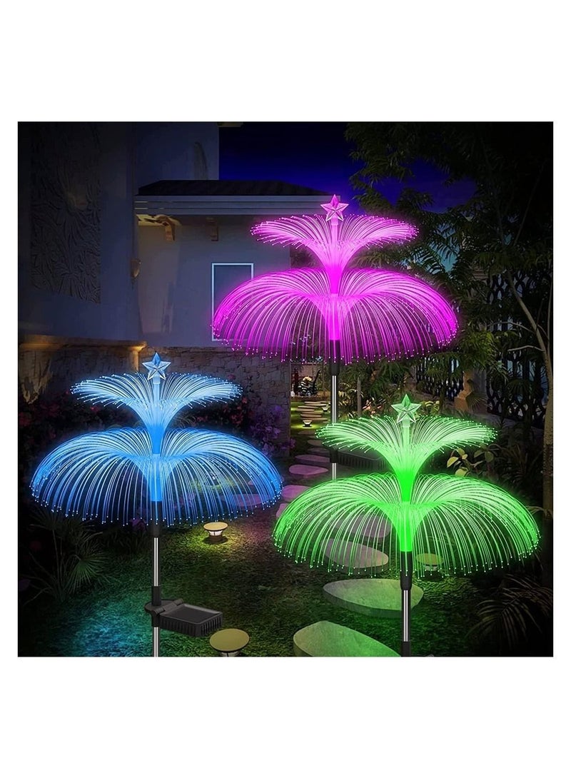 Solar Jellyfish Light, 7 Color Changing Double and Star Flower Lights, Garden Waterproof Outdoor for Yard Patio Pathway, Garden, Decor, 2 PCS