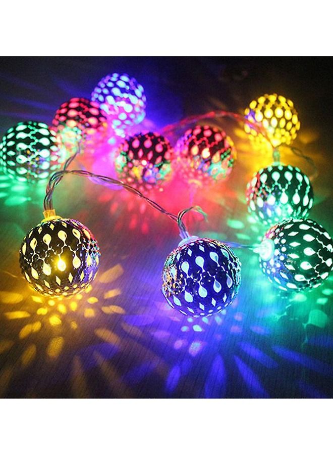 30 LED Moroccan Hollow Metal Ball String Solar Light Operated for Wall Home Hanging Bedroom Tree Birthday Party Decoration Items, RGB