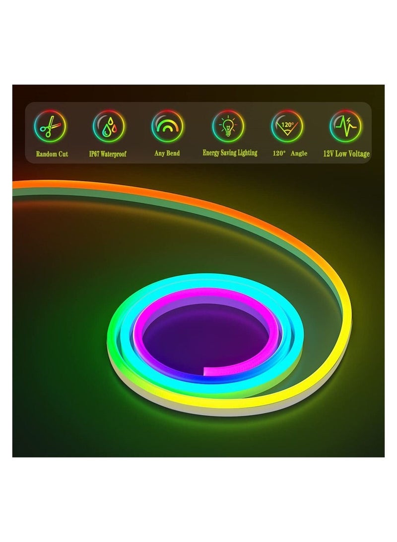 Smart Neon Light Strip Wifi DIY 3m with APP Control and Music Sync Voice Activated Connection Alexa Google Suitable for Bedroom Living Room Game Decoration