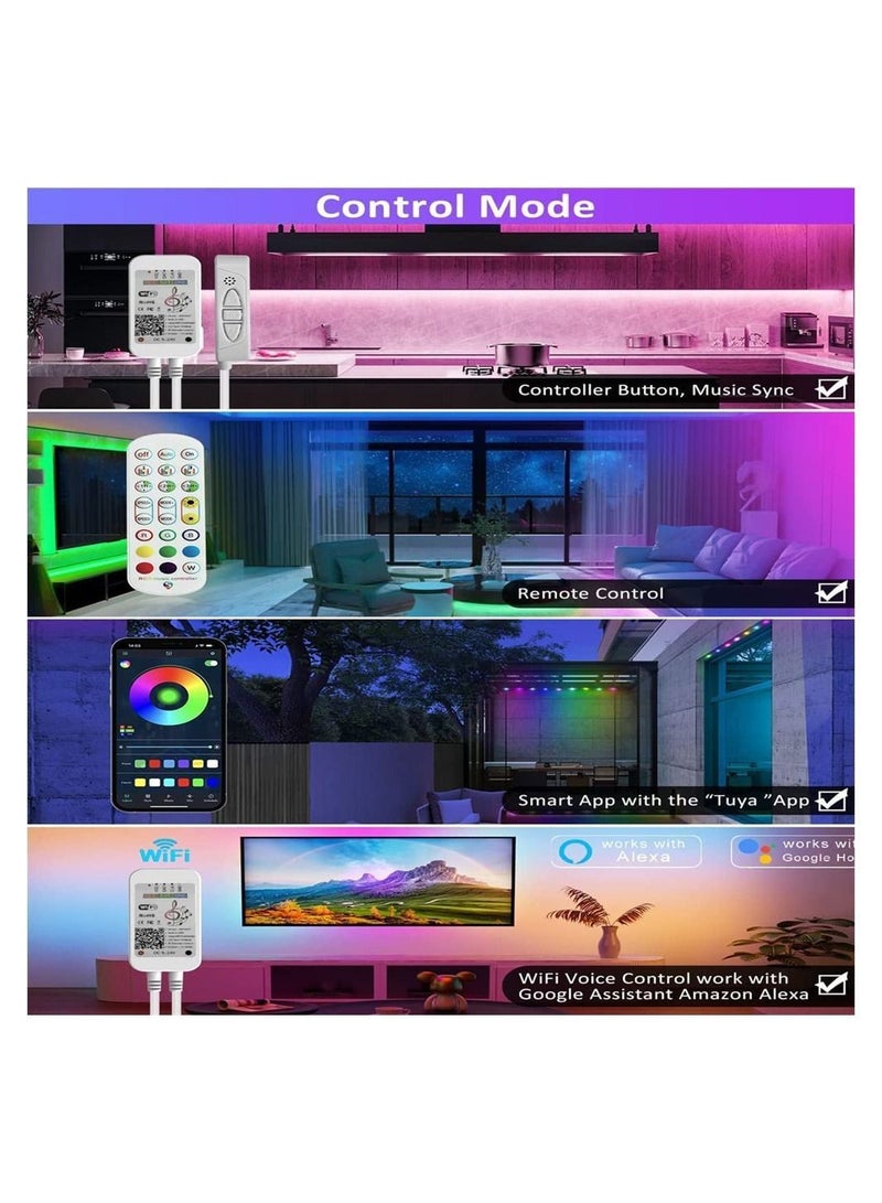 Smart Neon Light Strip Wifi DIY 3m with APP Control and Music Sync Voice Activated Connection Alexa Google Suitable for Bedroom Living Room Game Decoration
