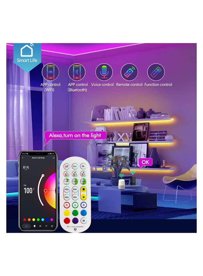 Smart Neon Light Strip Wifi DIY 3m with APP Control and Music Sync Voice Activated Connection Alexa Google Suitable for Bedroom Living Room Game Decoration