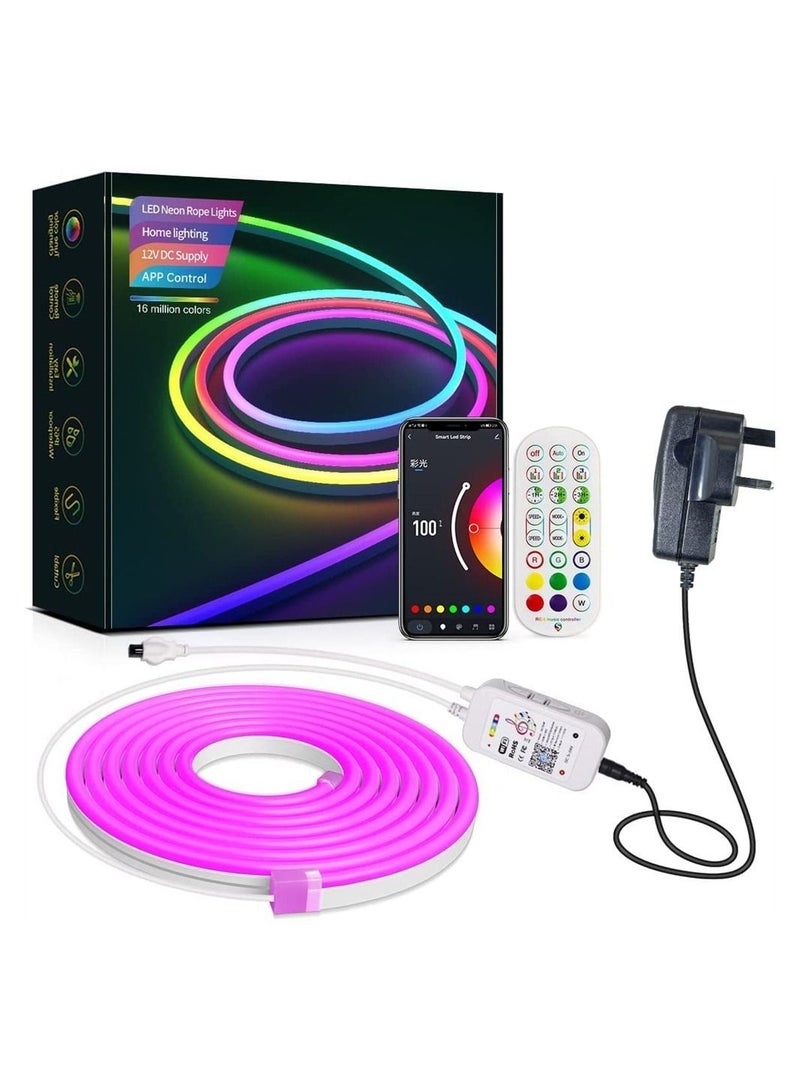 Smart Neon Light Strip Wifi DIY 3m with APP Control and Music Sync Voice Activated Connection Alexa Google Suitable for Bedroom Living Room Game Decoration