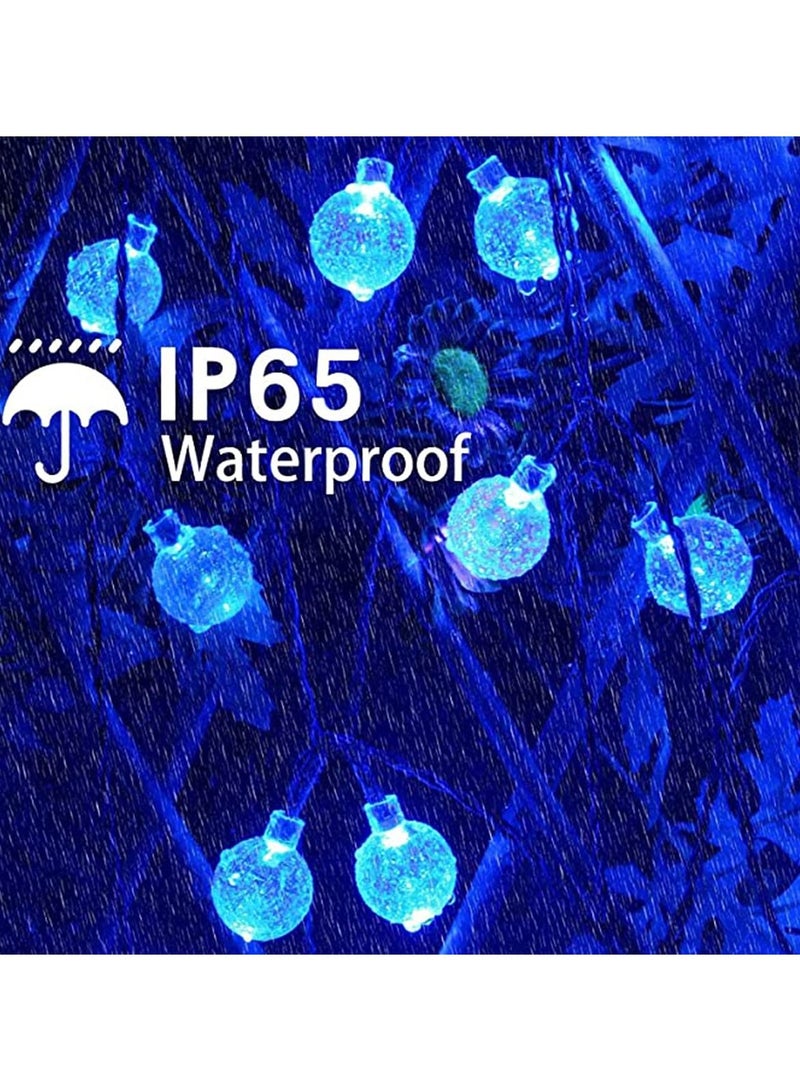 50 Pcs LED Crystal Globe Outdoor Solar String Lights, Blue, 7M Length, Waterproof Lights Decorative with 8 Lighting Modes, Powered Patio for Garden Yard Party
