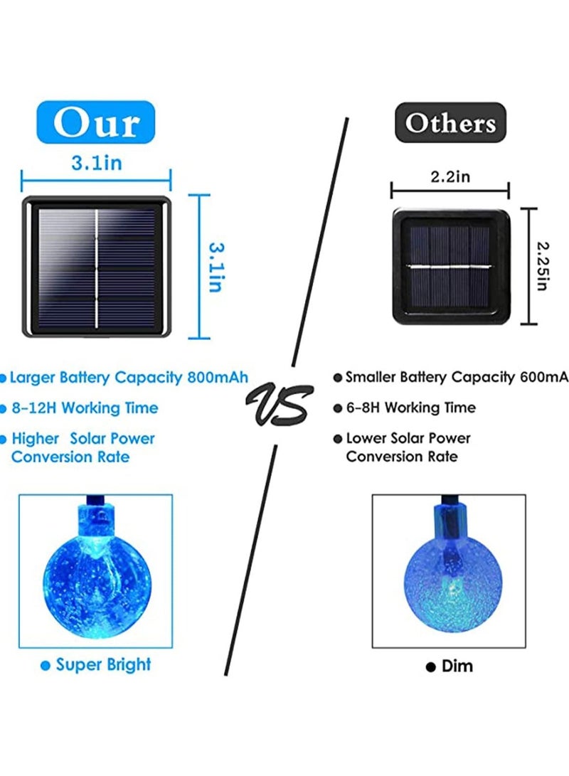 50 Pcs LED Crystal Globe Outdoor Solar String Lights, Blue, 7M Length, Waterproof Lights Decorative with 8 Lighting Modes, Powered Patio for Garden Yard Party