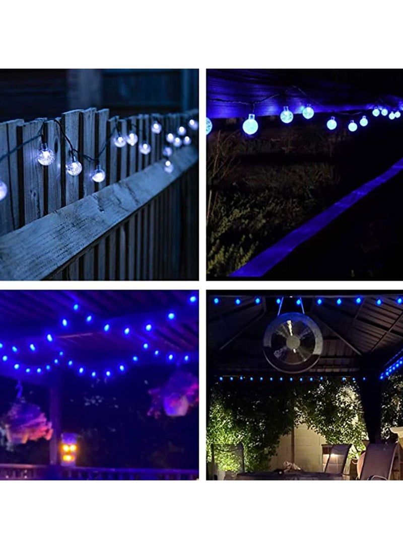 50 Pcs LED Crystal Globe Outdoor Solar String Lights, Blue, 7M Length, Waterproof Lights Decorative with 8 Lighting Modes, Powered Patio for Garden Yard Party