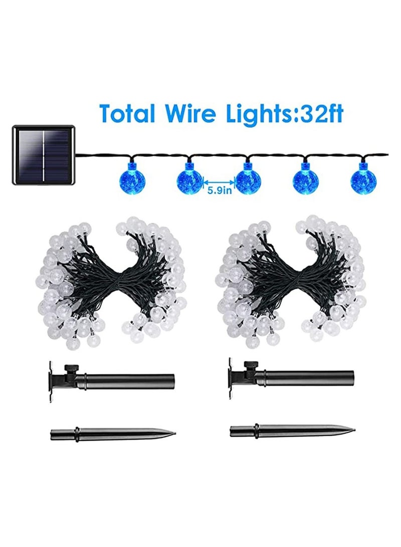 50 Pcs LED Crystal Globe Outdoor Solar String Lights, Blue, 7M Length, Waterproof Lights Decorative with 8 Lighting Modes, Powered Patio for Garden Yard Party