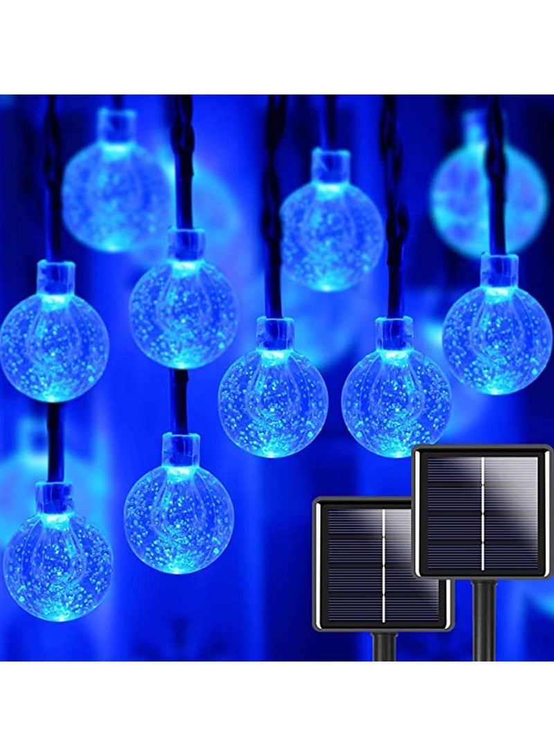 50 Pcs LED Crystal Globe Outdoor Solar String Lights, Blue, 7M Length, Waterproof Lights Decorative with 8 Lighting Modes, Powered Patio for Garden Yard Party