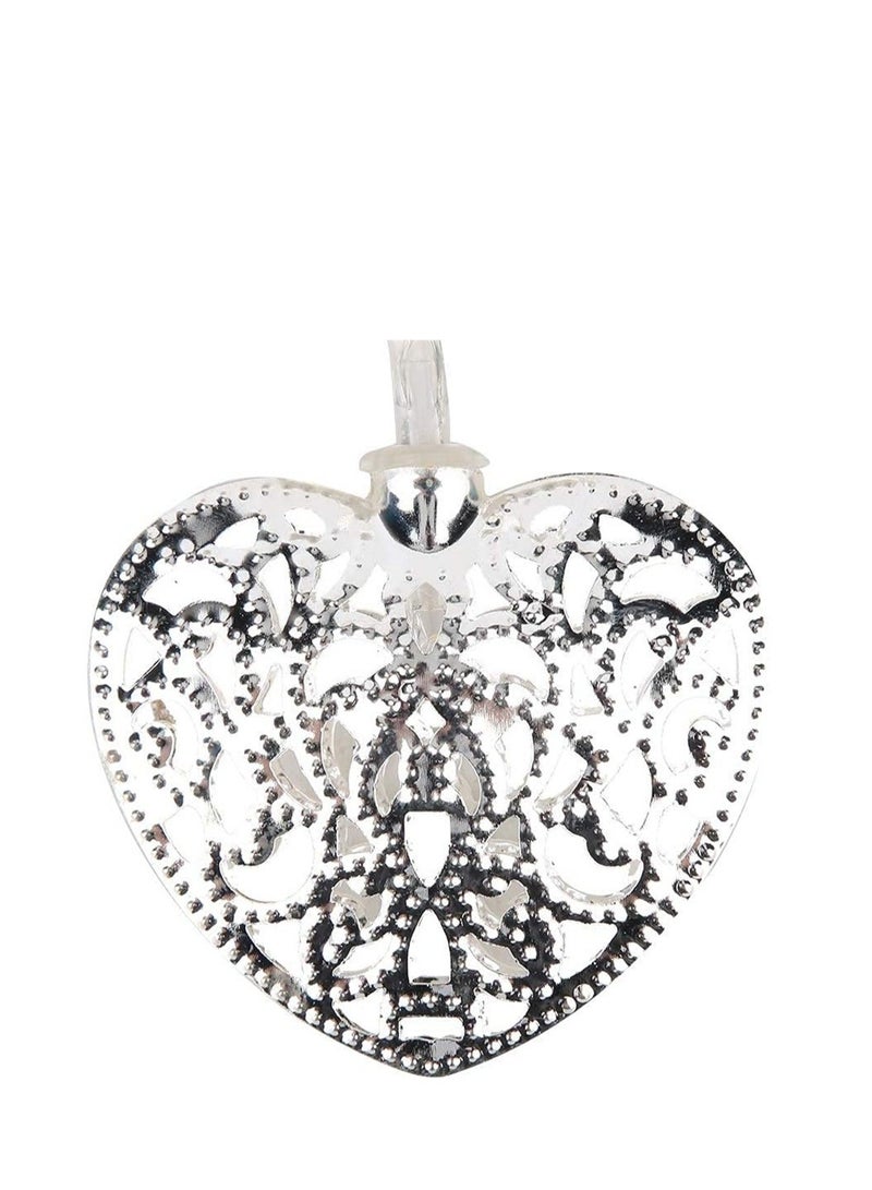LED Heart Fairy String Lights, 2.5m/8.2ft Metal Mesh Shaped Plug in Lights Battery Operated, for Holiday Party Home Indoor Outdoor Bedroom Hallway Garden Lighting, 20 Pcs