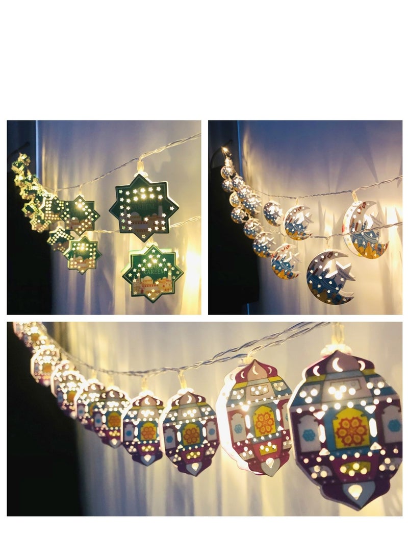 String Lights For Eid Ramadan Decorations Mubarak Ramadan Moon Star Lantern Lamp,Curtain String Lights with 3m  20 Lighting Modes for Home Outdoor  Bedroom  Wedding  Garden Decorations