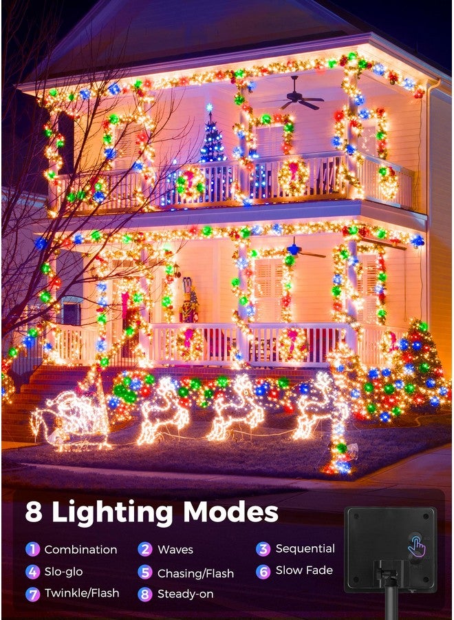 2Pack 480Led 170Ft Total Solar Outdoor Lights Ip65 Waterproof Solar Powered Lights With 8 Lighting Modes For Party Garden Yard Home Holiday Tree Decoration Lighting Multicolor