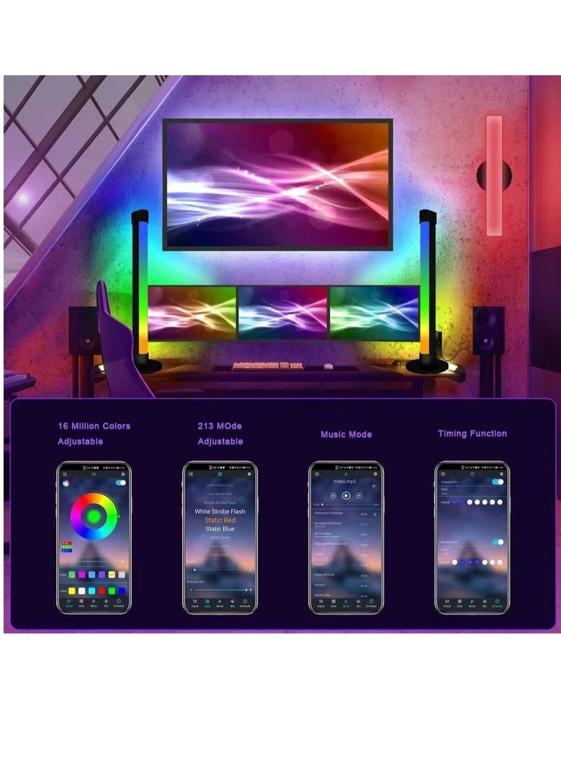 Smart RGB LED Light Bars, Ambient Lighting, Bluetooth Monitor Flow Light Bars with APP Control, Color Gaming Light Bar for TV/Room Decoration/Movie/PC.