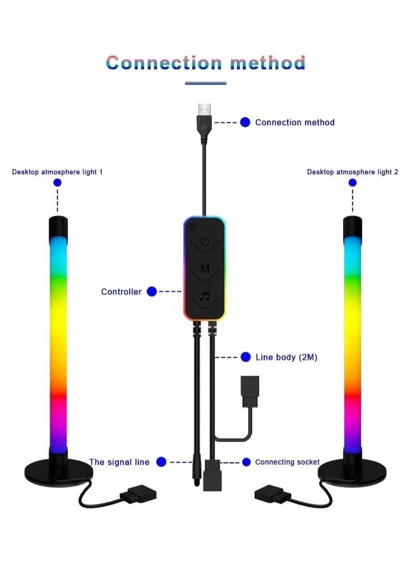 Smart RGB LED Light Bars, Ambient Lighting, Bluetooth Monitor Flow Light Bars with APP Control, Color Gaming Light Bar for TV/Room Decoration/Movie/PC.