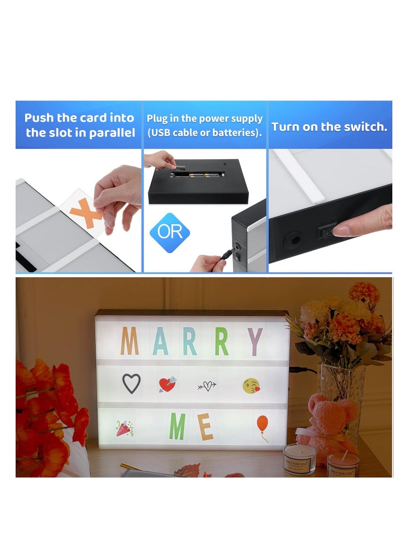 A4 Cinematic Light Box, LED Lightbox with Letters & Symbols & Patterns & USB Cable, Light Up Signs Message Box, DIY Light Up Gifts for Wedding, Anniversary, Birthday, Party, Store Sign