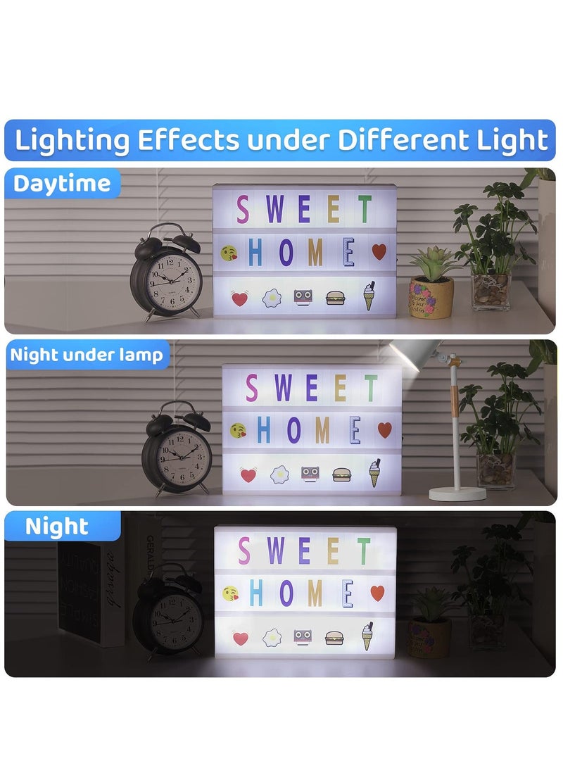 A4 Cinematic Light Box, LED Lightbox with Letters & Symbols & Patterns & USB Cable, Light Up Signs Message Box, DIY Light Up Gifts for Wedding, Anniversary, Birthday, Party, Store Sign
